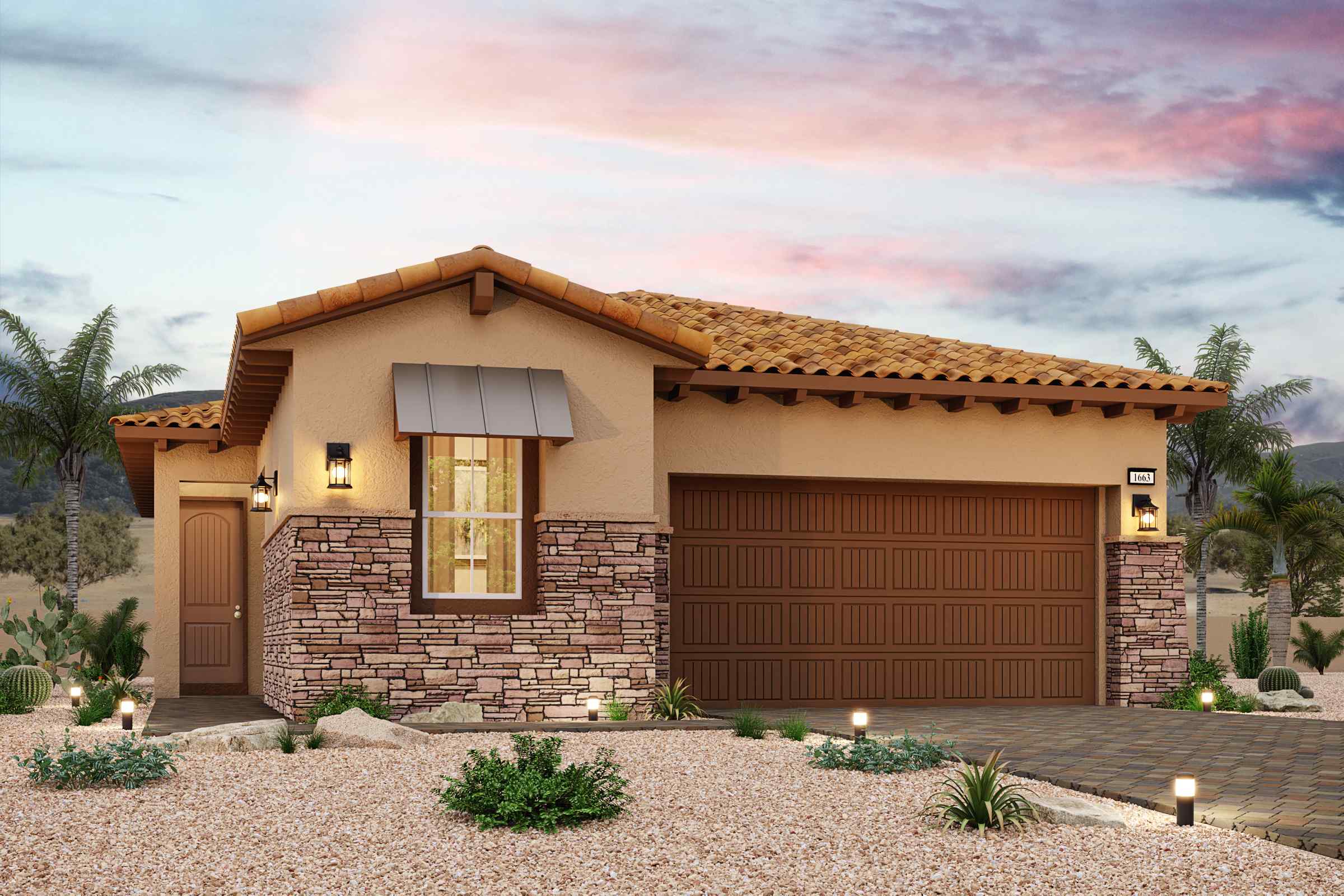 A house with a garage.