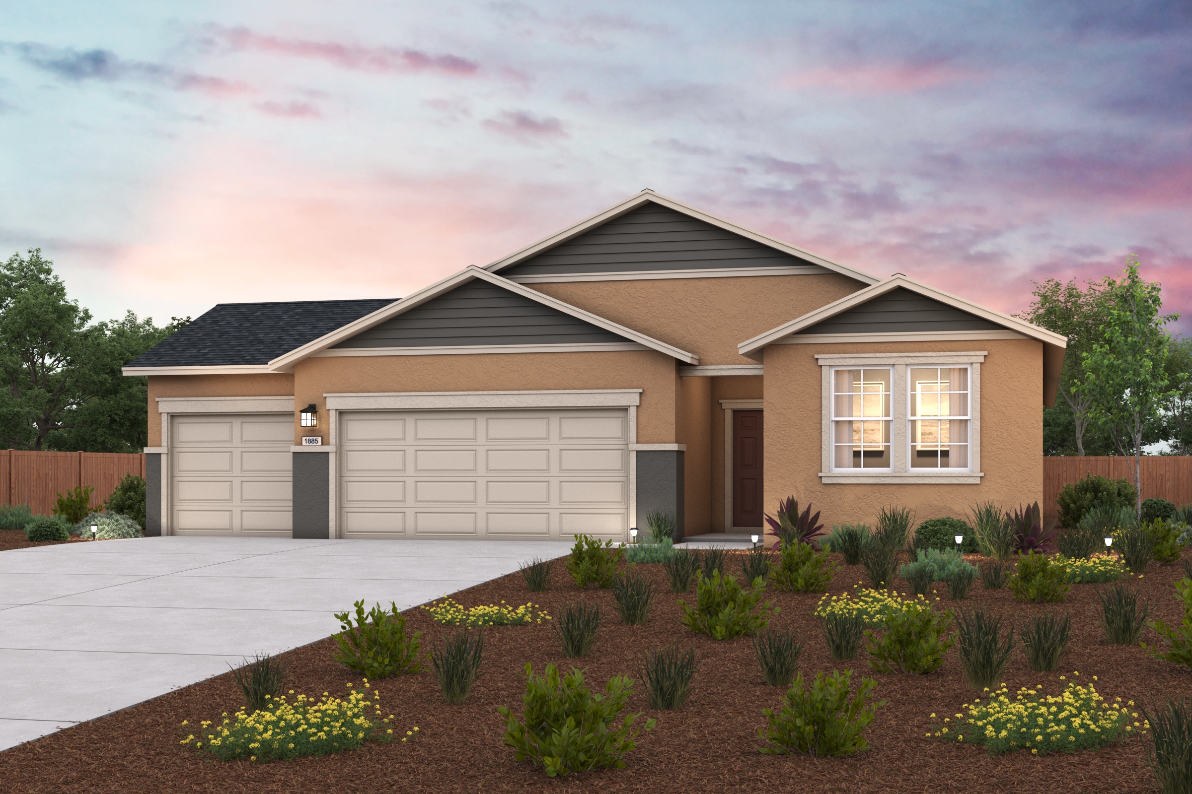 A house with a driveway.