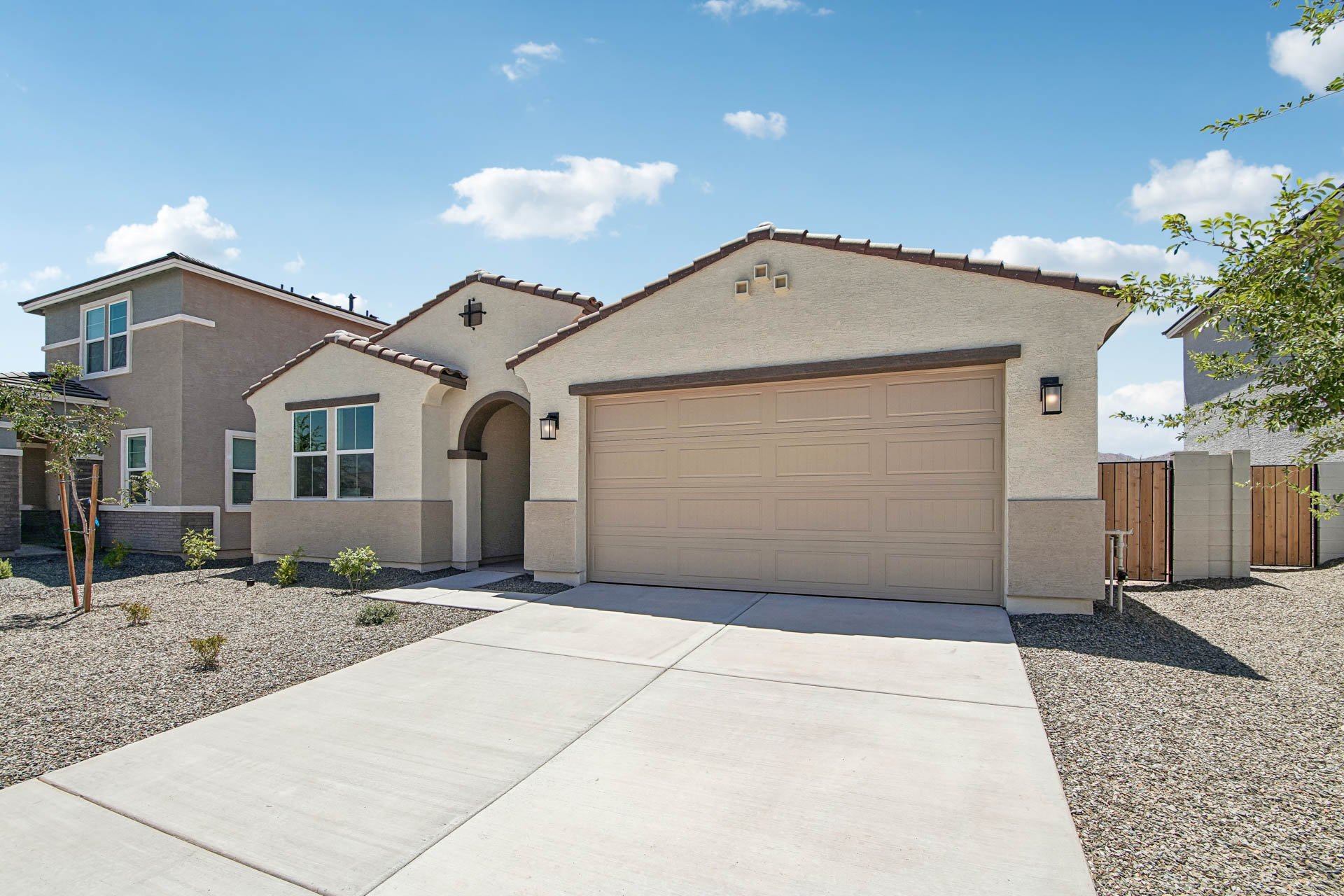 A house with a garage.