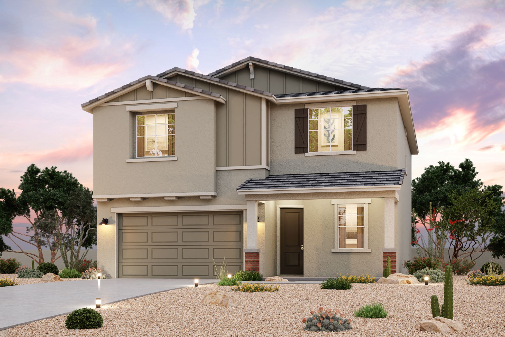 A house with a garage.