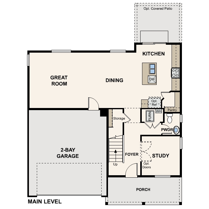 Diagram, engineering drawing. Ontario Floorplan, Main Level