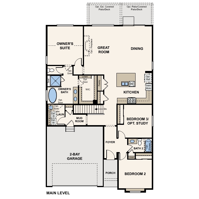 Diagram, engineering drawing. Acadia Floorplan Main Level