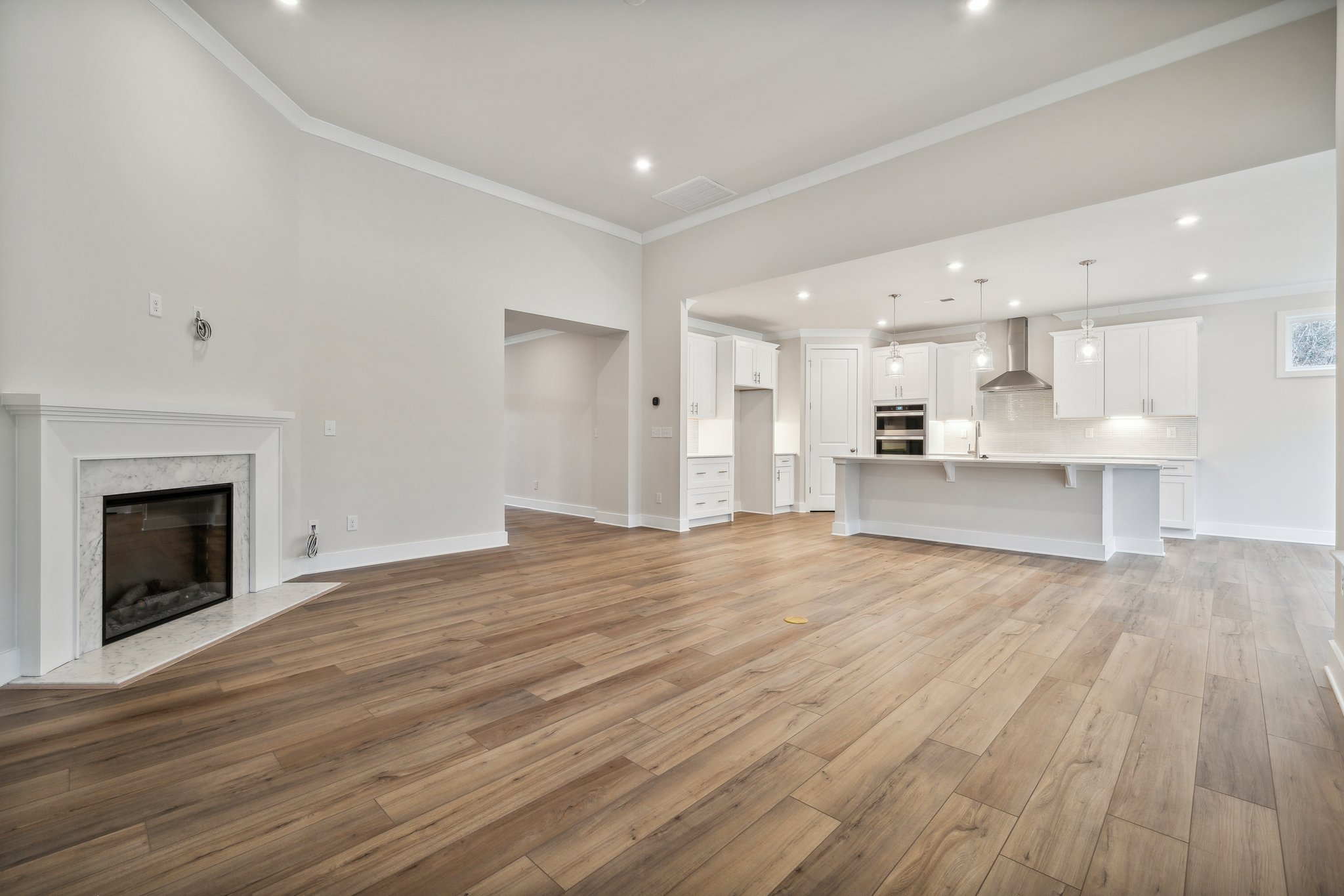 A large empty living room.