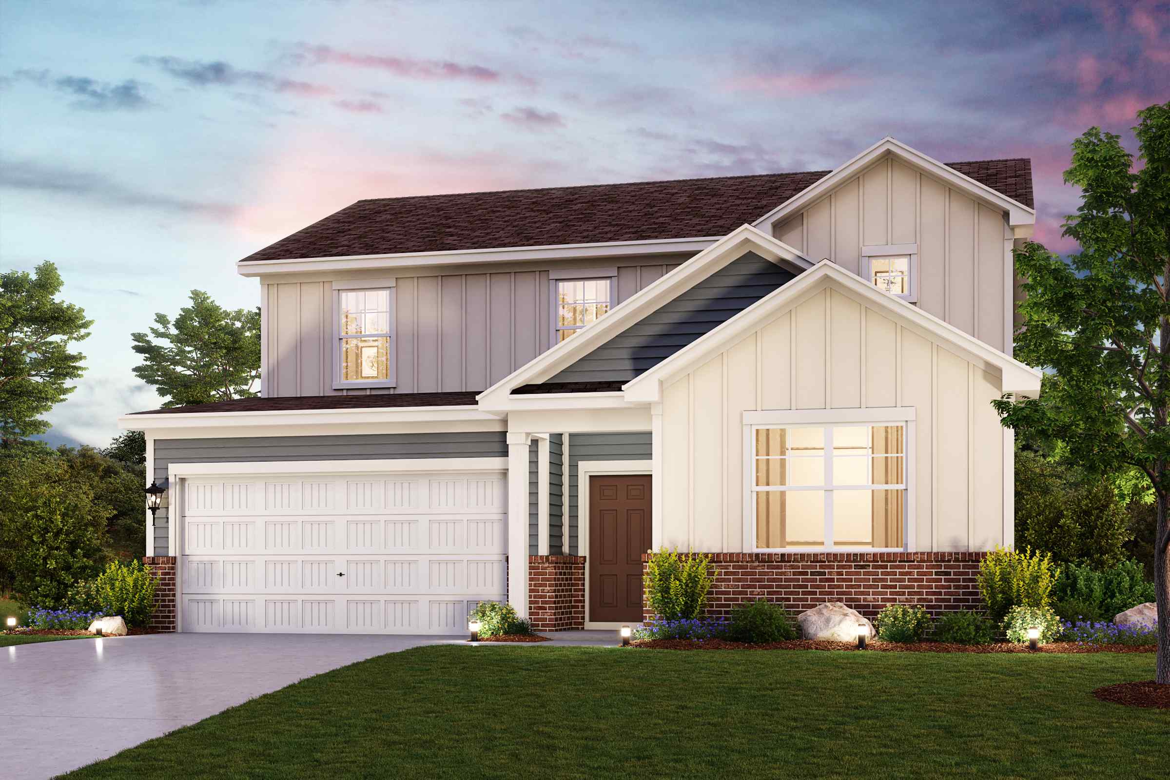 A house with a garage.