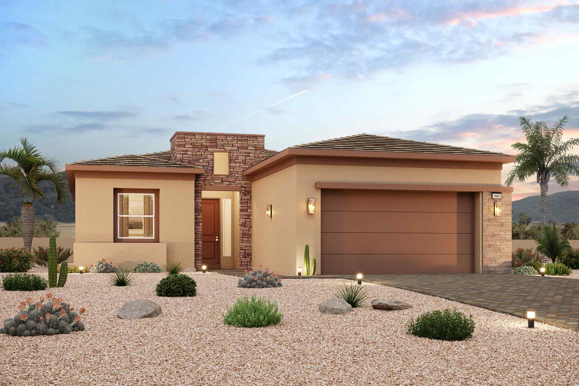 A house with a driveway.