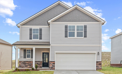 A house with a garage.