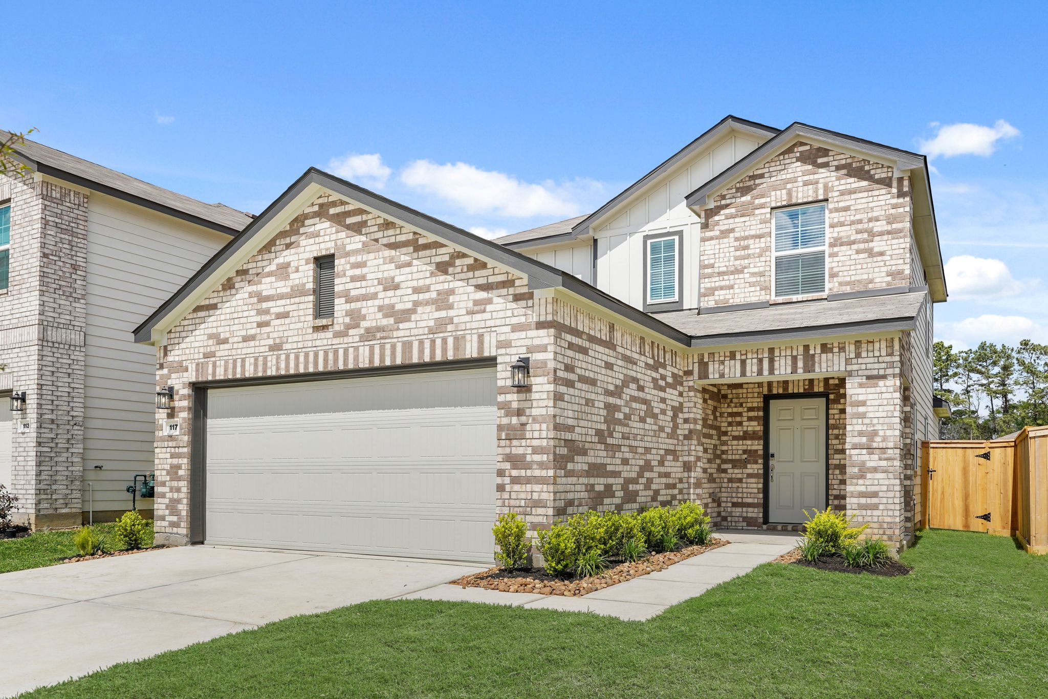A house with a garage.