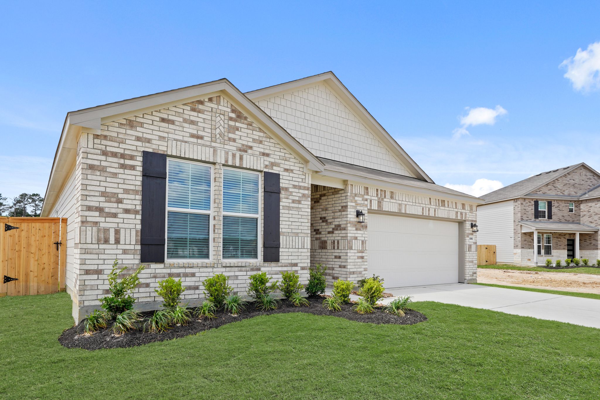 A house with a garage.