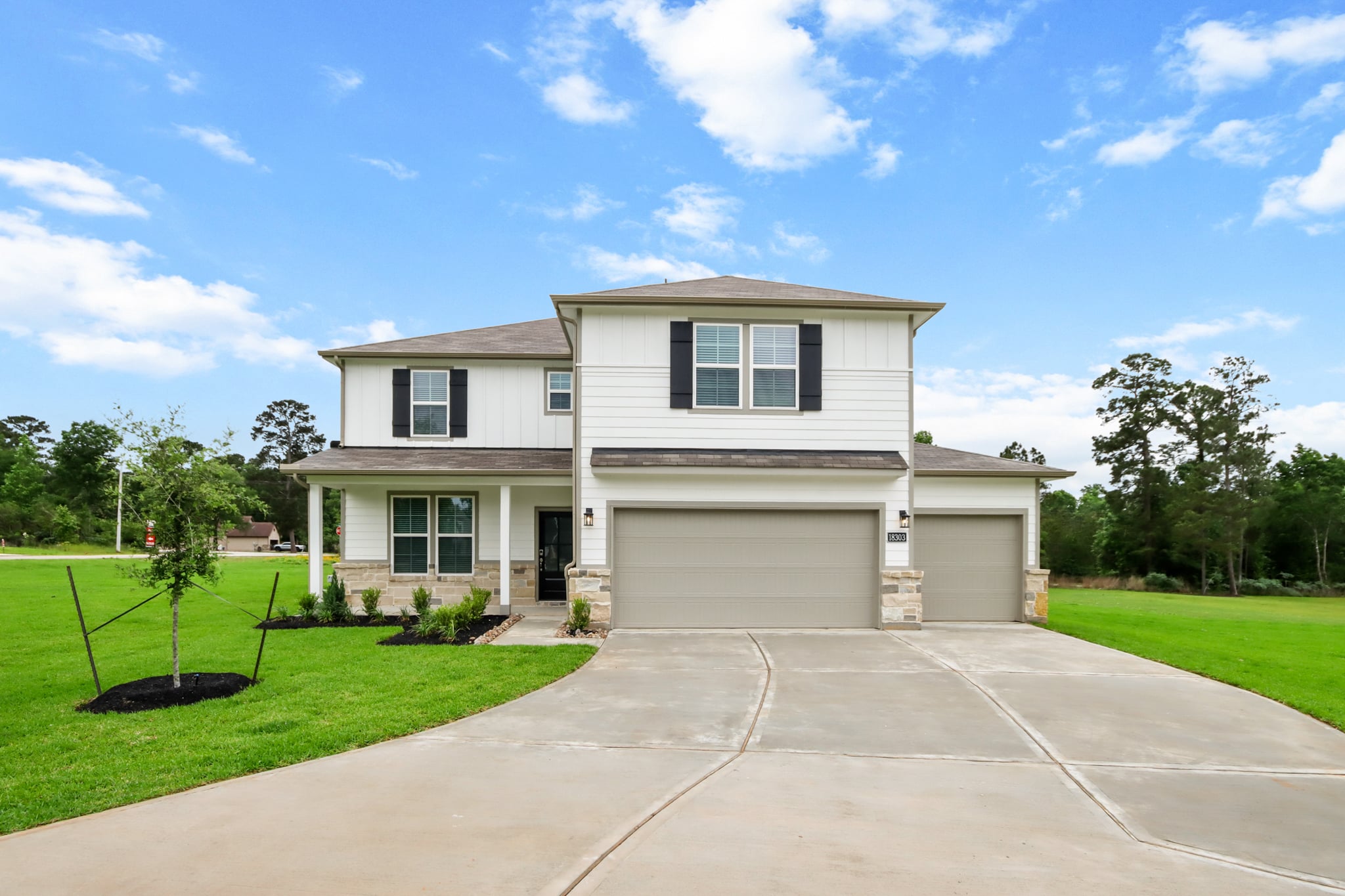 A house with a driveway.