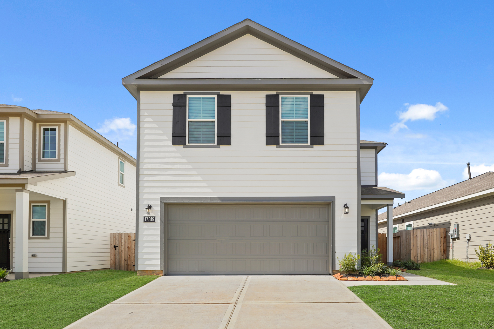A house with a garage.