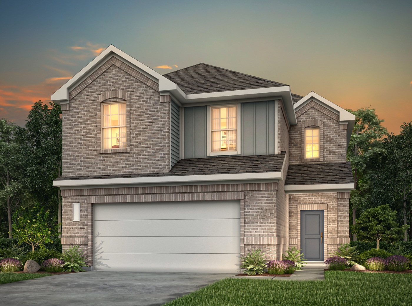 A house with a garage.
