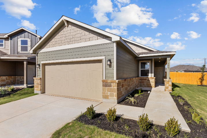 A house with a garage.