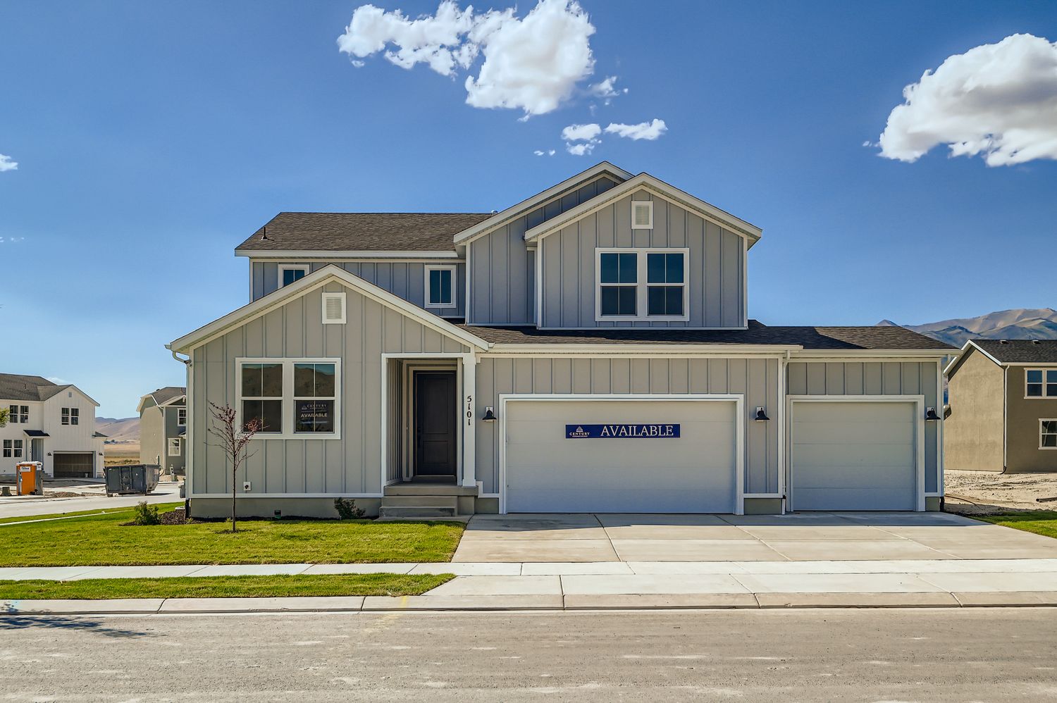 A building with a garage.