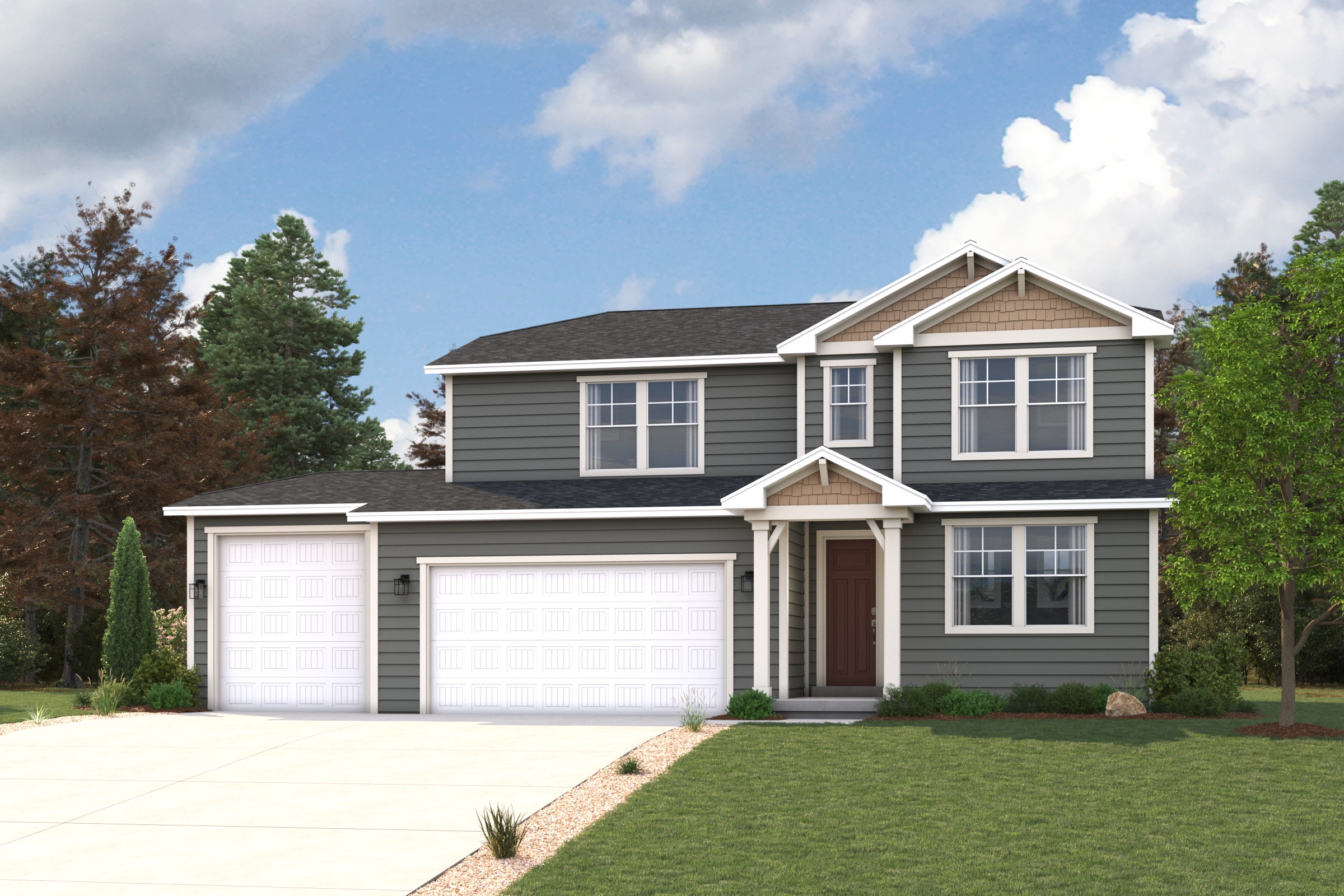 A house with a garage.