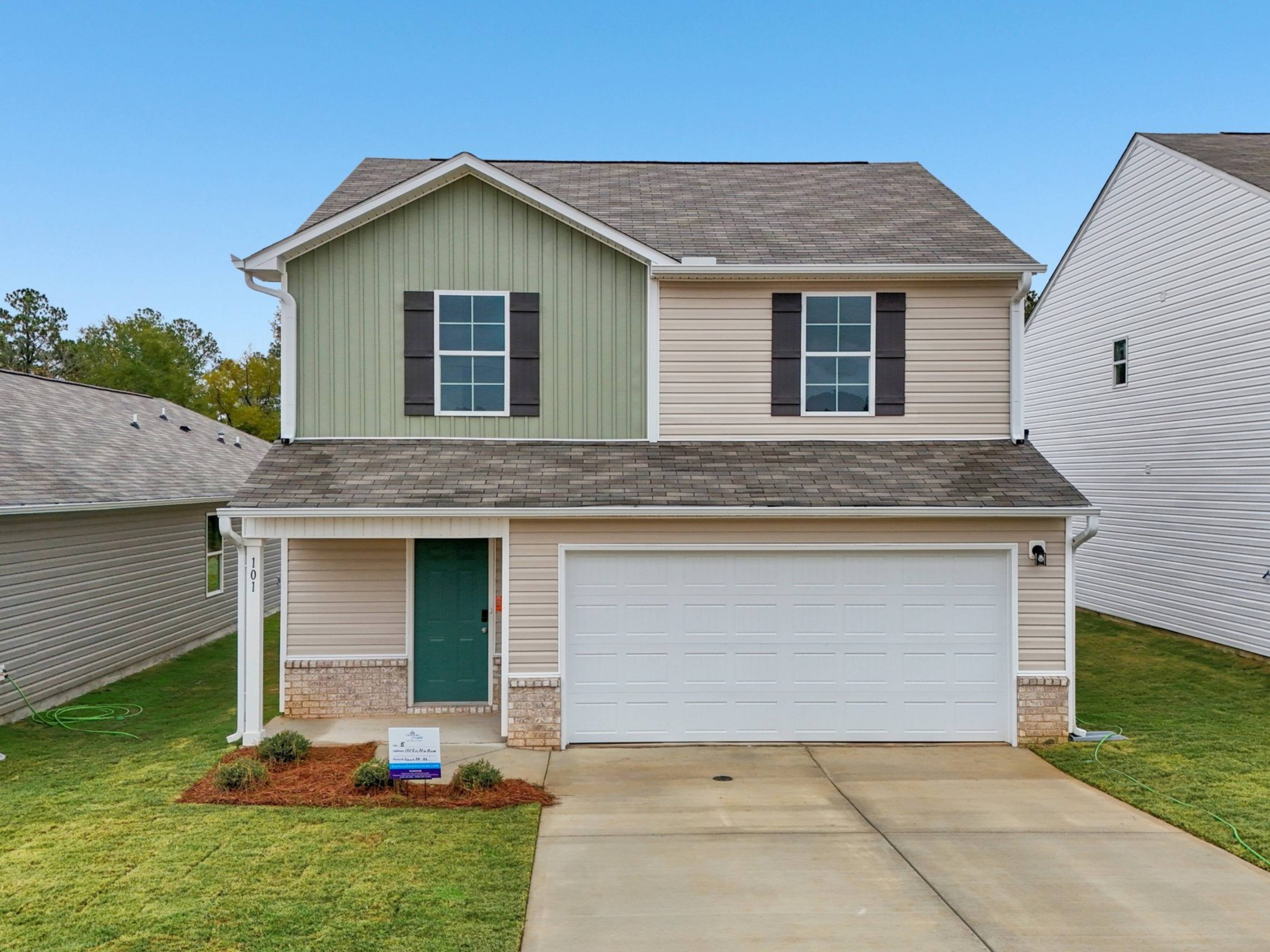A house with a garage.