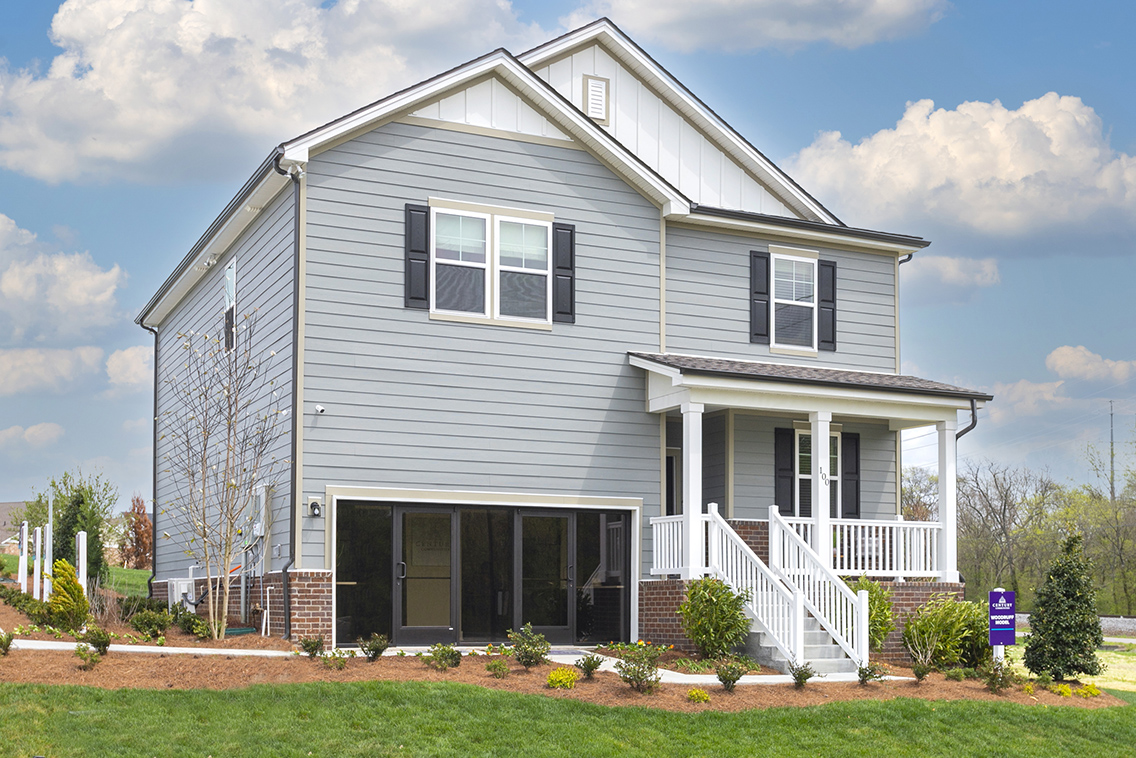 A house with a front yard.
