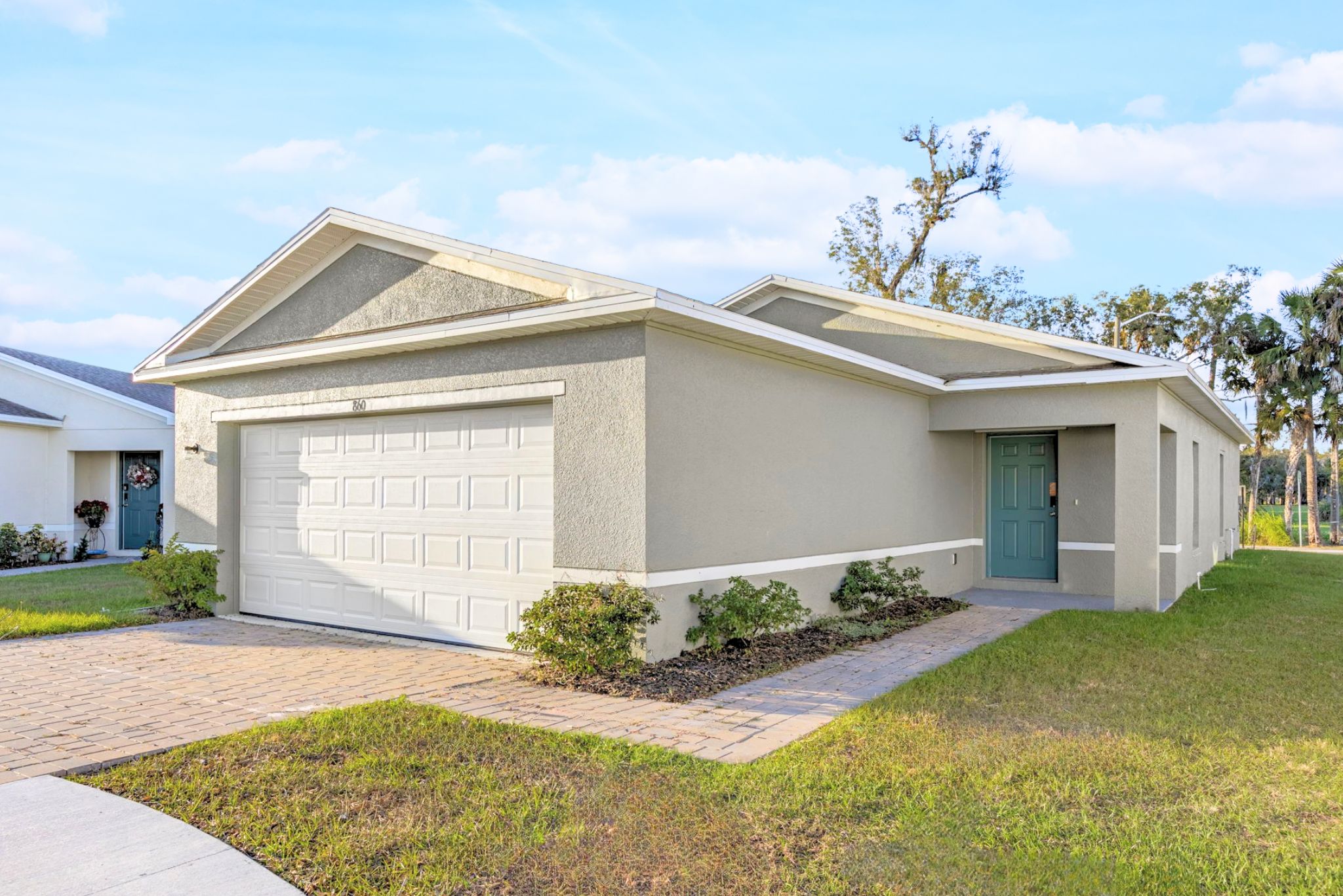 A house with a garage.