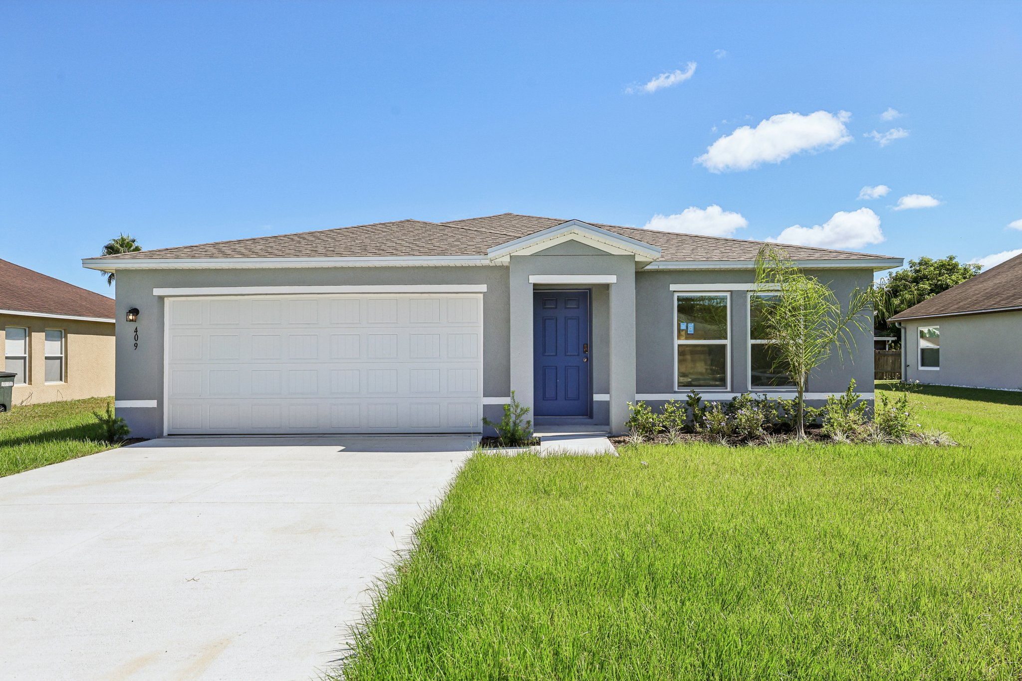 A house with a garage.