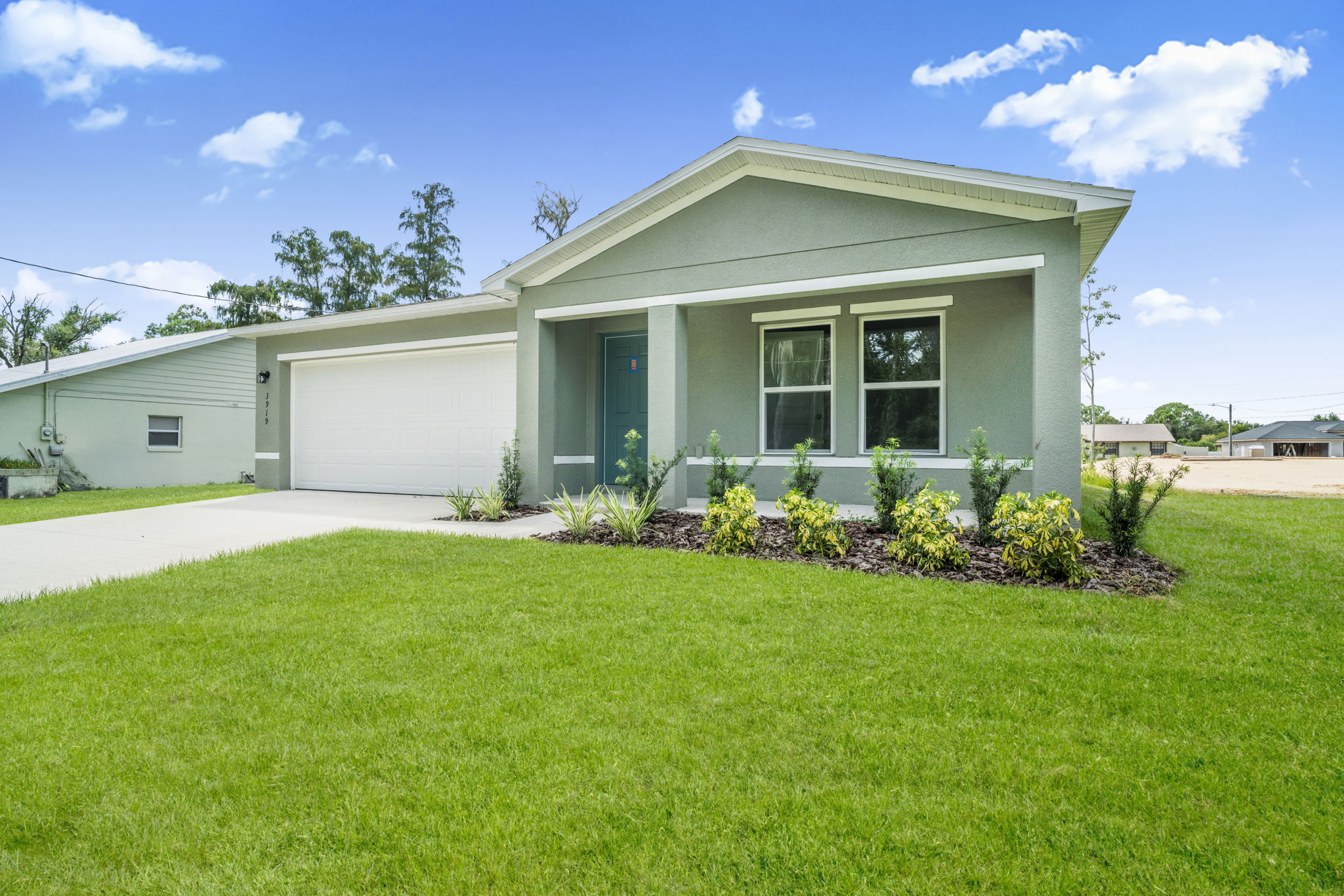 A house with a garage.