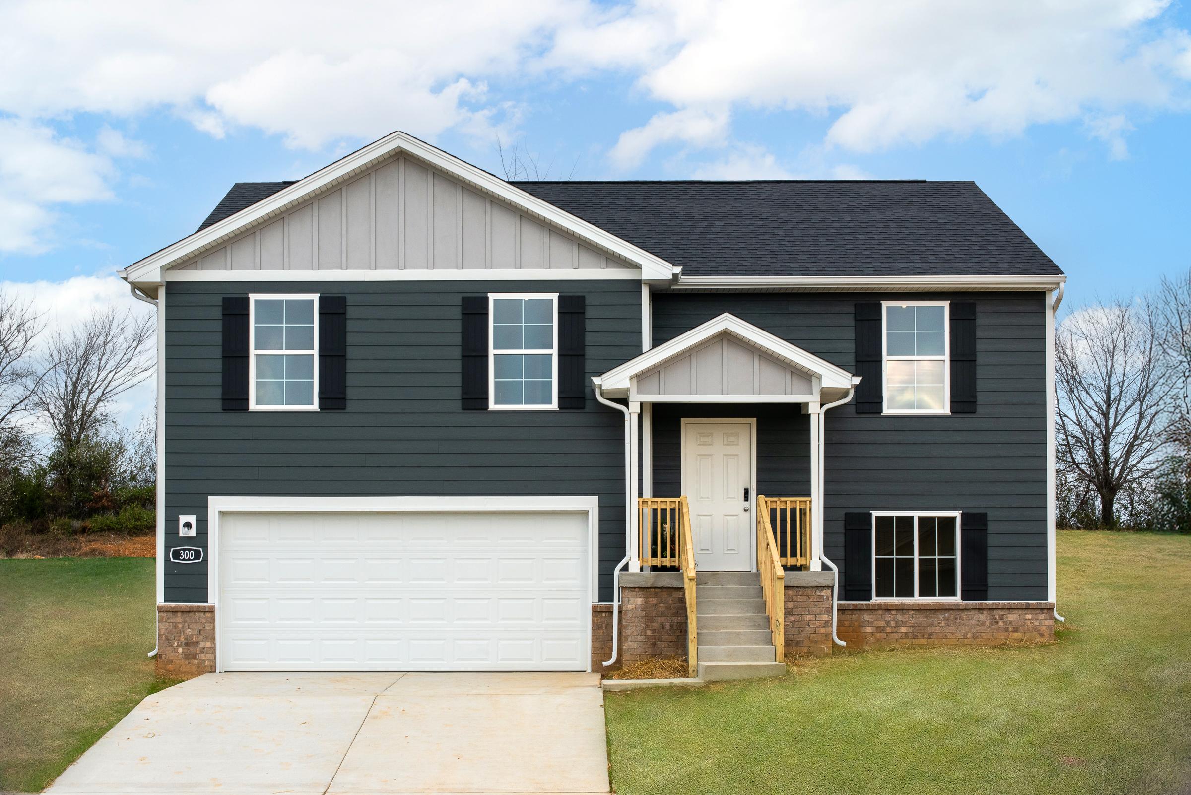 A house with a garage.