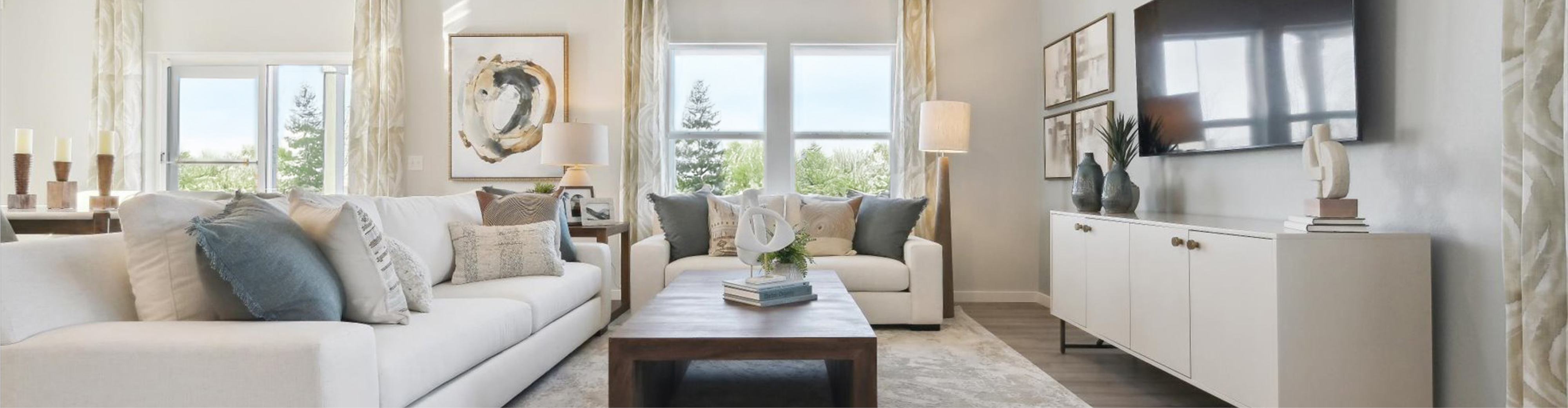 A living room with a couch and a coffee table.